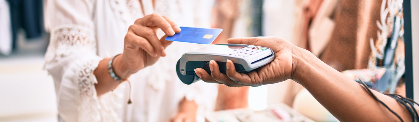 Close up image of a credit card payment.